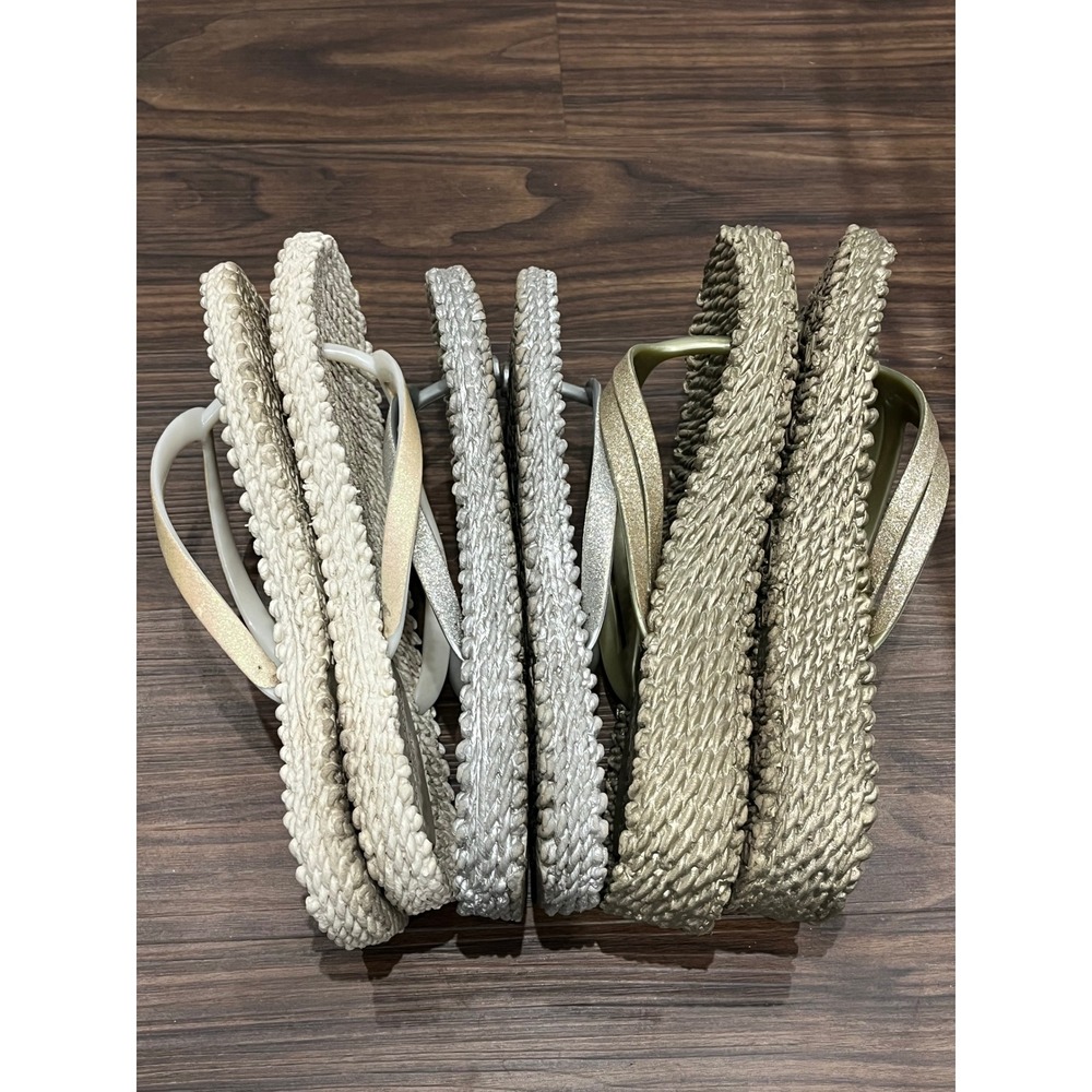 Ilse Jacobsen Hornbaek Cheerful Flip Flops Bundle 3 Pairs Metallic Gold Silver 7 - Picture 9 of 9